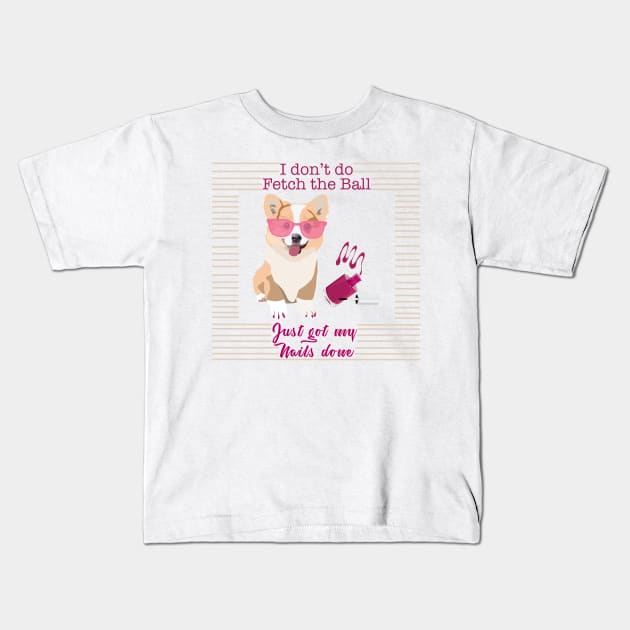 Manicure Puppy Kids T-Shirt by smoochugs